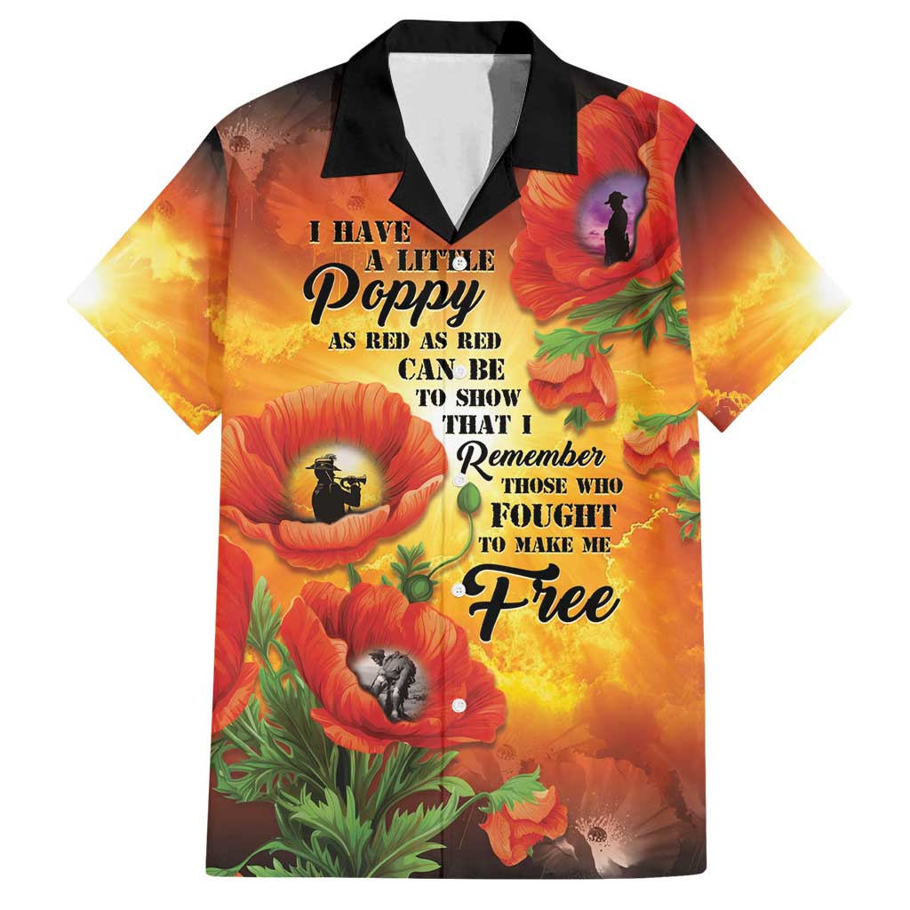 ANZAC Day Red Poppy Family Matching Puletasi and Hawaiian Shirt Honoring The ANZAC Spirit LT05 Dad's Shirt - Short Sleeve Orange - Polynesian Pride