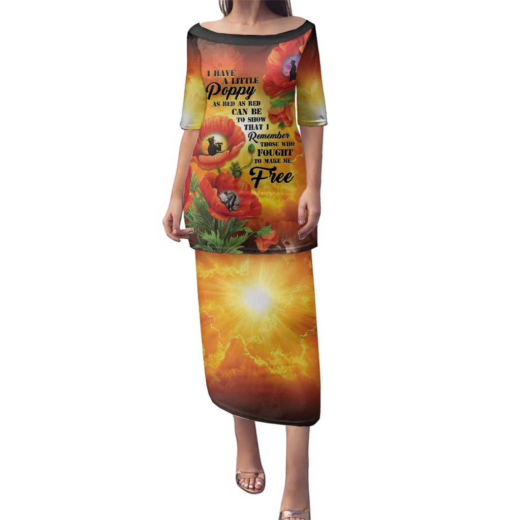 ANZAC Day Red Poppy Family Matching Puletasi and Hawaiian Shirt Honoring The ANZAC Spirit LT05 Mom's Dress Orange - Polynesian Pride