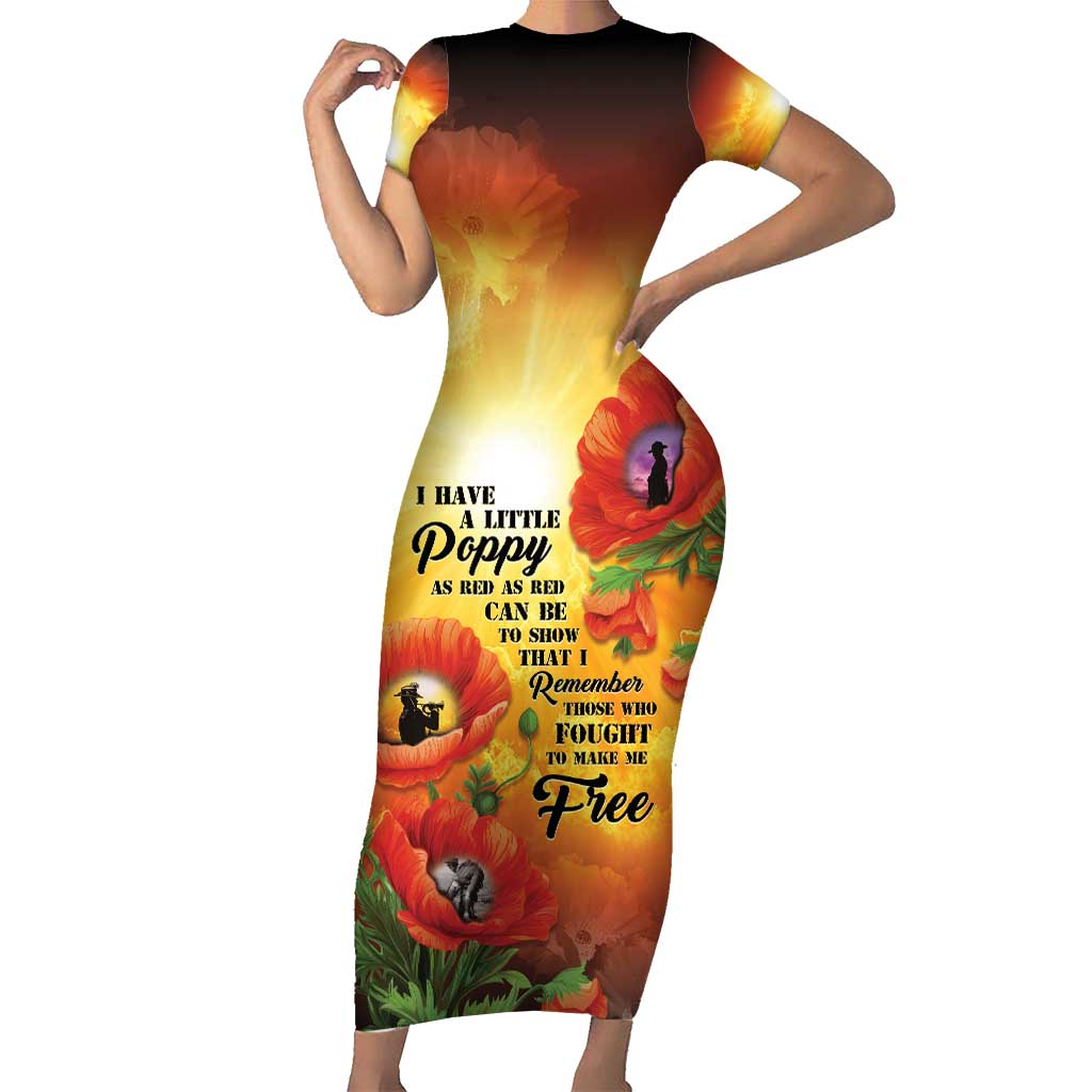 ANZAC Day Red Poppy Family Matching Short Sleeve Bodycon Dress and Hawaiian Shirt Honoring The ANZAC Spirit LT05 Mom's Dress Orange - Polynesian Pride