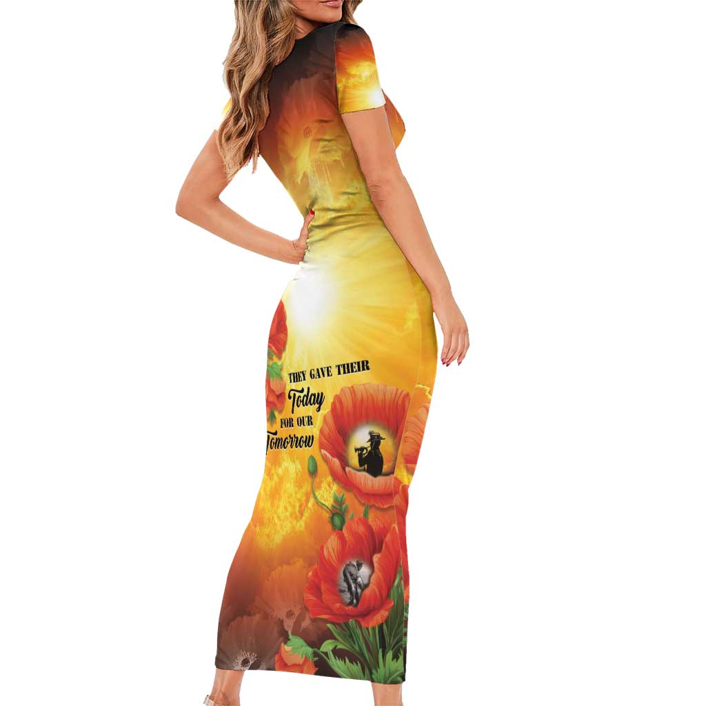 ANZAC Day Red Poppy Family Matching Short Sleeve Bodycon Dress and Hawaiian Shirt Honoring The ANZAC Spirit LT05 - Polynesian Pride