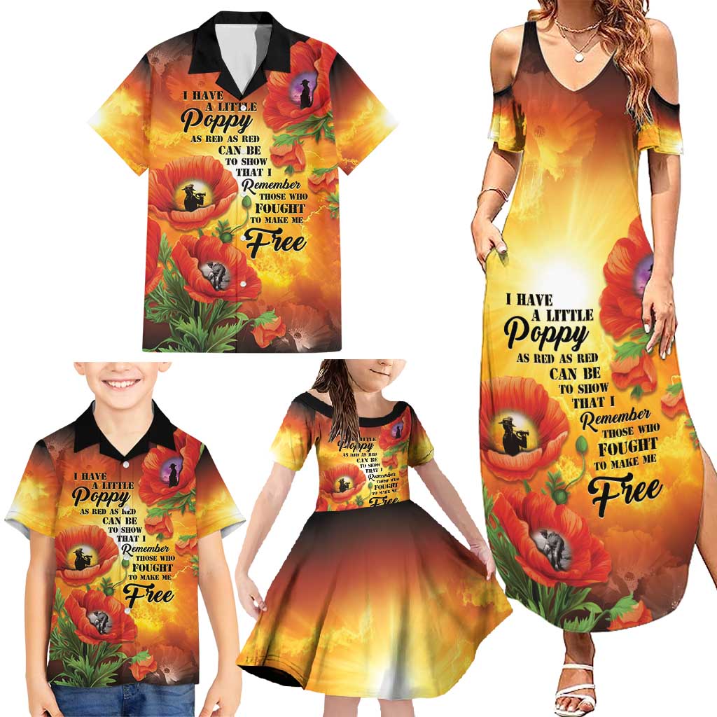 ANZAC Day Red Poppy Family Matching Summer Maxi Dress and Hawaiian Shirt Honoring The ANZAC Spirit LT05 - Polynesian Pride