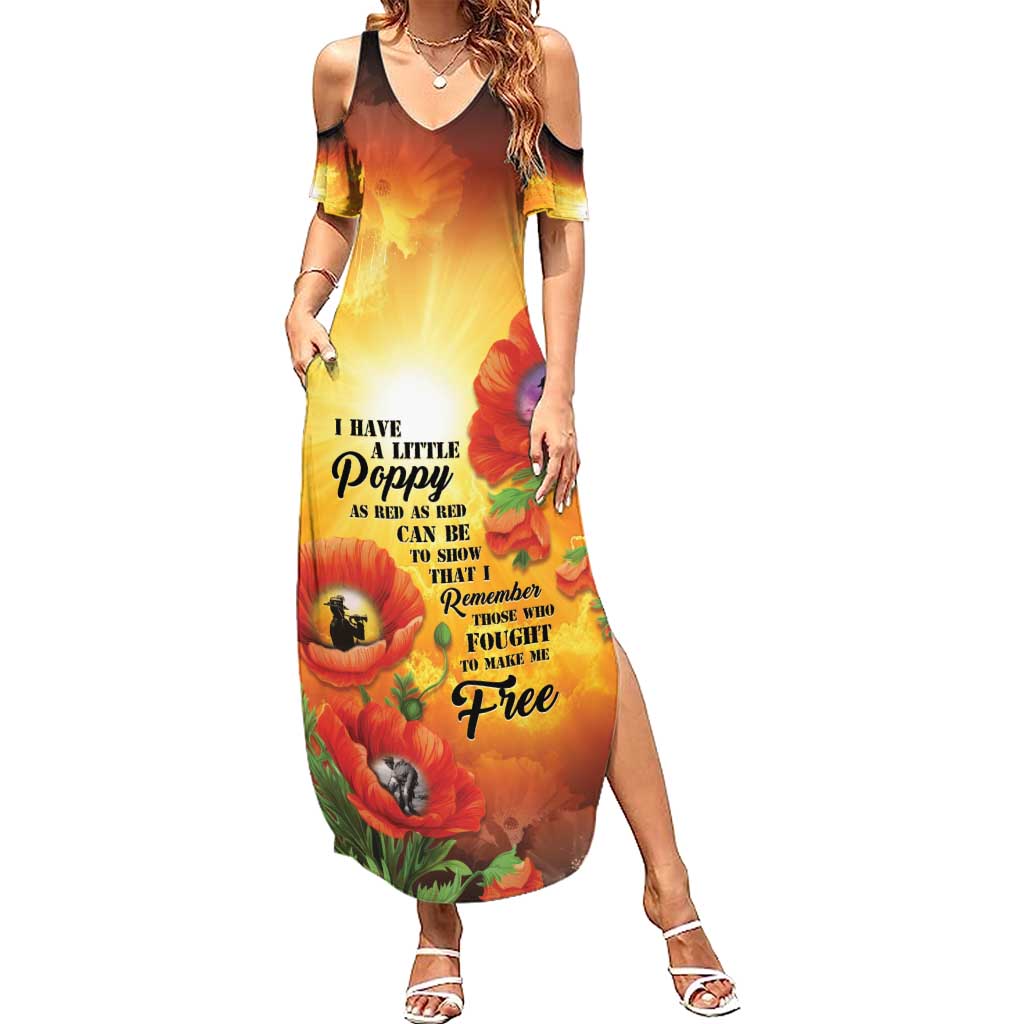 ANZAC Day Red Poppy Family Matching Summer Maxi Dress and Hawaiian Shirt Honoring The ANZAC Spirit LT05 Mom's Dress Orange - Polynesian Pride