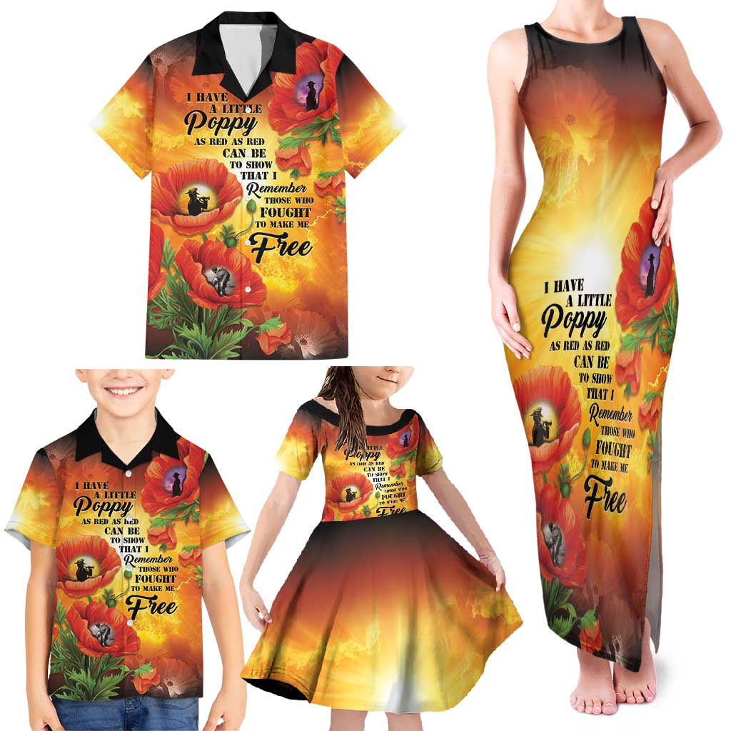 ANZAC Day Red Poppy Family Matching Tank Maxi Dress and Hawaiian Shirt Honoring The ANZAC Spirit LT05 - Polynesian Pride