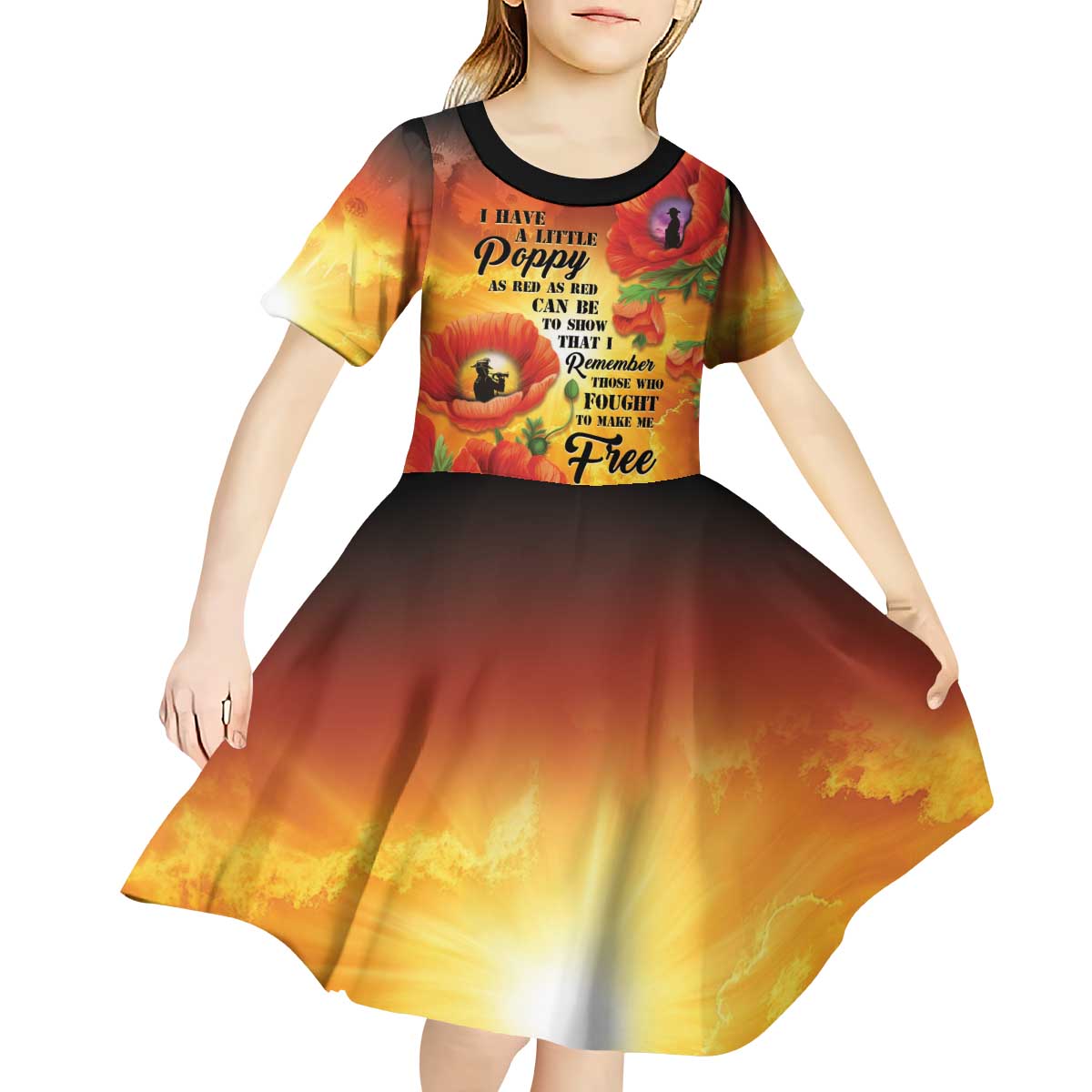 ANZAC Day Red Poppy Kid Short Sleeve Dress Honoring The ANZAC Spirit