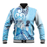 Aotearoa Maori Wahine Baseball Jacket Fantail Bird Blue Gold Marble