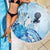 Aotearoa Maori Wahine Beach Blanket Fantail Bird Blue Gold Marble