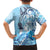 Aotearoa Maori Wahine Hawaiian Shirt Fantail Bird Blue Gold Marble