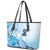 Aotearoa Maori Wahine Leather Tote Bag Fantail Bird Blue Gold Marble