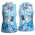 Aotearoa Maori Wahine Women Sleeveless Polo Shirt Fantail Bird Blue Gold Marble
