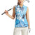 Aotearoa Maori Wahine Women Sleeveless Polo Shirt Fantail Bird Blue Gold Marble