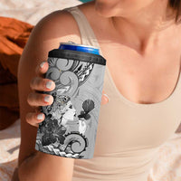 Aotearoa Maori Wahine 4 in 1 Can Cooler Tumbler Fantail Bird Black Gold Marble