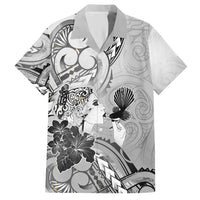 Aotearoa Maori Wahine Hawaiian Shirt Fantail Bird Black Gold Marble