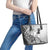Aotearoa Maori Wahine Leather Tote Bag Fantail Bird Black Gold Marble