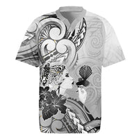 Aotearoa Maori Wahine Rugby Jersey Fantail Bird Black Gold Marble