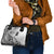 Aotearoa Maori Wahine Shoulder Handbag Fantail Bird Black Gold Marble
