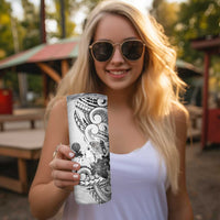 Aotearoa Maori Wahine Skinny Tumbler Fantail Bird Black Gold Marble LT05 - Polynesian Pride