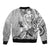 Aotearoa Maori Wahine Sleeve Zip Bomber Jacket Fantail Bird Black Gold Marble