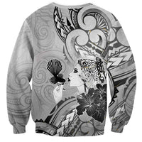Aotearoa Maori Wahine Sweatshirt Fantail Bird Black Gold Marble