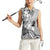 Aotearoa Maori Wahine Women Sleeveless Polo Shirt Fantail Bird Black Gold Marble
