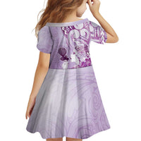 Aotearoa Maori Wahine Family Matching Puletasi and Hawaiian Shirt Fantail Bird Purple Gold Marble LT05 - Polynesian Pride