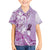 Aotearoa Maori Wahine Family Matching Short Sleeve Bodycon Dress and Hawaiian Shirt Fantail Bird Purple Gold Marble