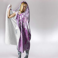 Aotearoa Maori Wahine Hooded Blanket Fantail Bird Purple Gold Marble