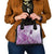 Aotearoa Maori Wahine Shoulder Handbag Fantail Bird Purple Gold Marble