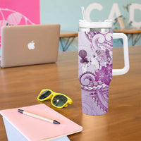 Aotearoa Maori Wahine Tumbler With Handle Fantail Bird Purple Gold Marble