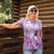 Aotearoa Maori Wahine Women Polo Shirt Fantail Bird Purple Gold Marble