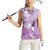 Aotearoa Maori Wahine Women Sleeveless Polo Shirt Fantail Bird Purple Gold Marble