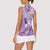 Aotearoa Maori Wahine Women Sleeveless Polo Shirt Fantail Bird Purple Gold Marble