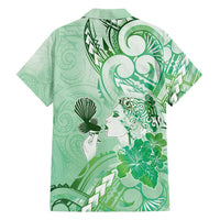 Aotearoa Maori Wahine Family Matching Tank Maxi Dress and Hawaiian Shirt Fantail Bird Green Gold Marble LT05 - Polynesian Pride