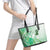 Aotearoa Maori Wahine Leather Tote Bag Fantail Bird Green Gold Marble