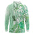 Aotearoa Maori Wahine Long Sleeve Polo Shirt Fantail Bird Green Gold Marble