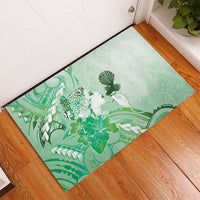 Aotearoa Maori Wahine Rubber Doormat Fantail Bird Green Gold Marble