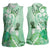 Aotearoa Maori Wahine Women Sleeveless Polo Shirt Fantail Bird Green Gold Marble