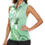 Aotearoa Maori Wahine Women Sleeveless Polo Shirt Fantail Bird Green Gold Marble