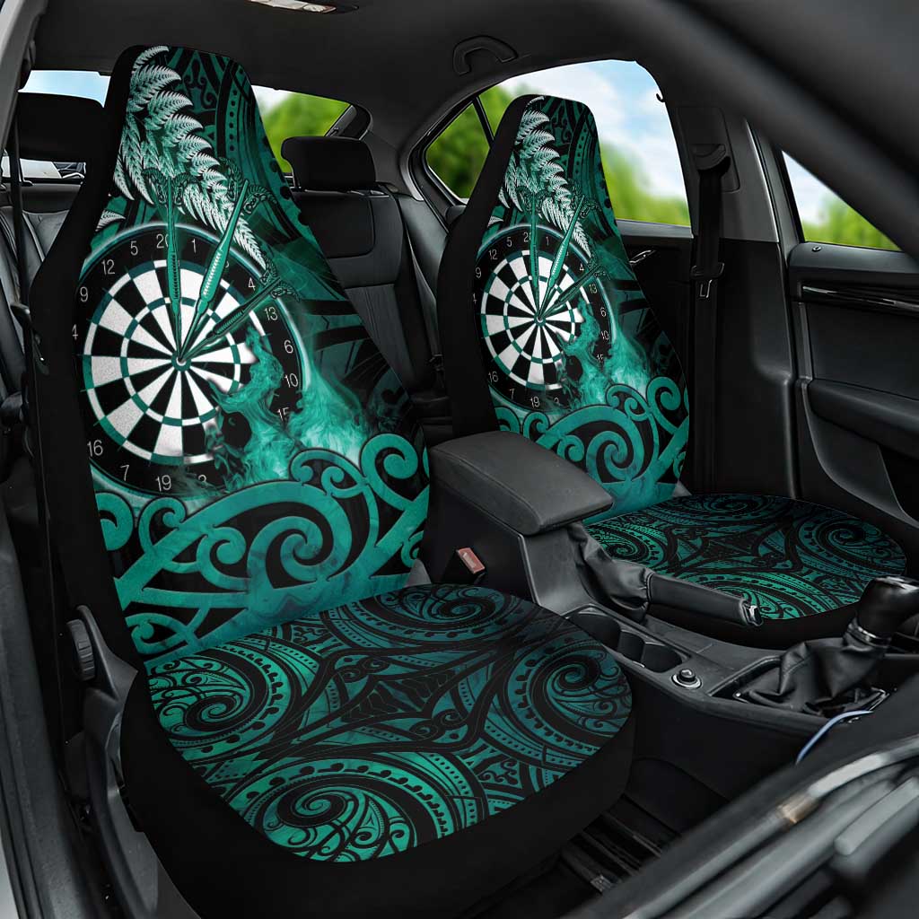New Zealand Darts Car Seat Cover Maori Koru Dartboard Turquoise Flame LT05 One Size Turquoise - Polynesian Pride