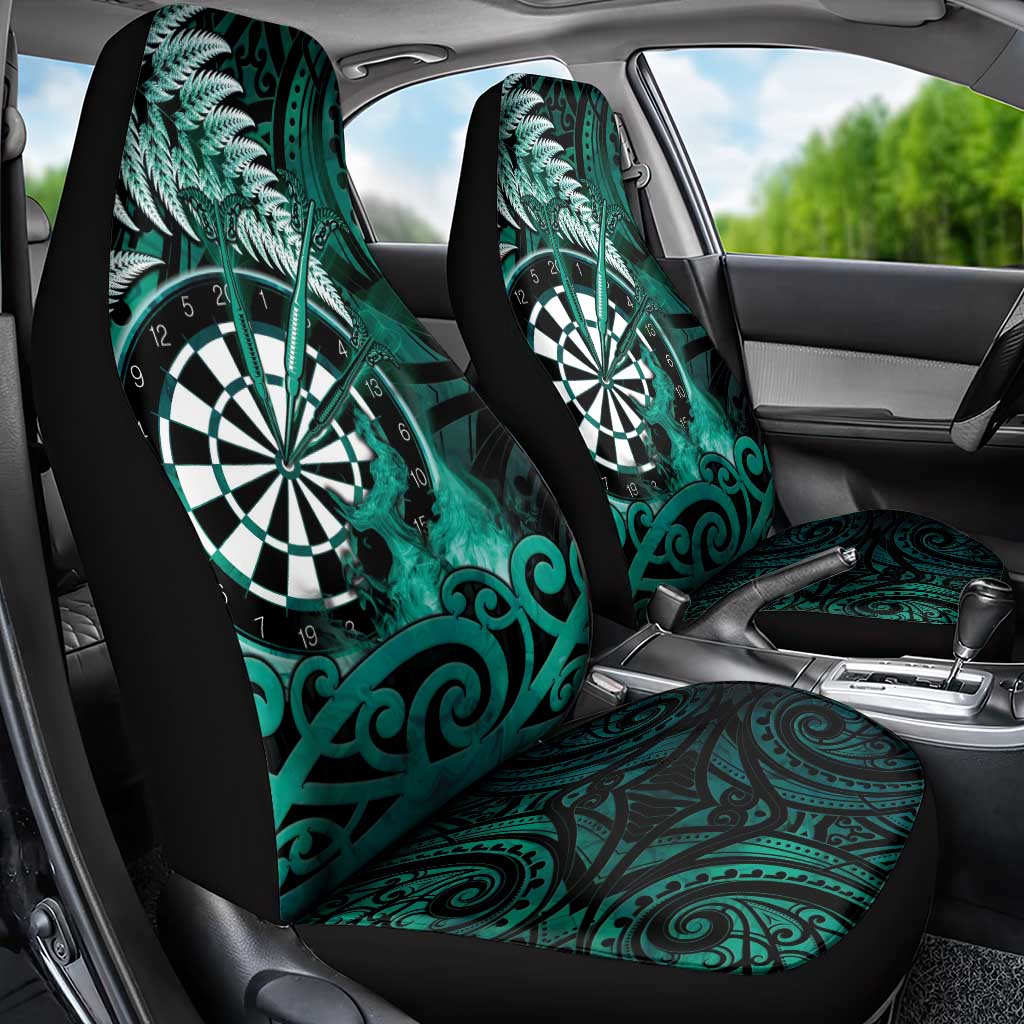 New Zealand Darts Car Seat Cover Maori Koru Dartboard Turquoise Flame LT05 - Polynesian Pride
