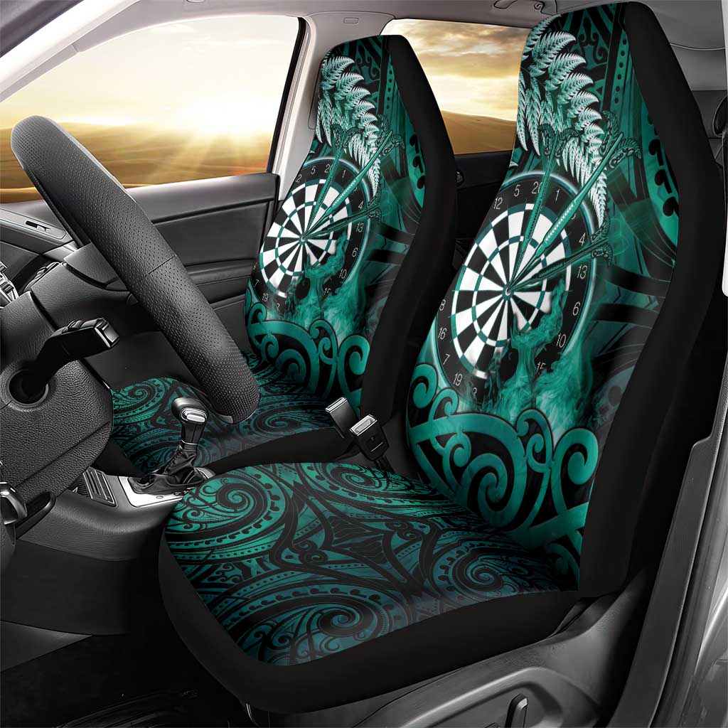 New Zealand Darts Car Seat Cover Maori Koru Dartboard Turquoise Flame LT05 - Polynesian Pride