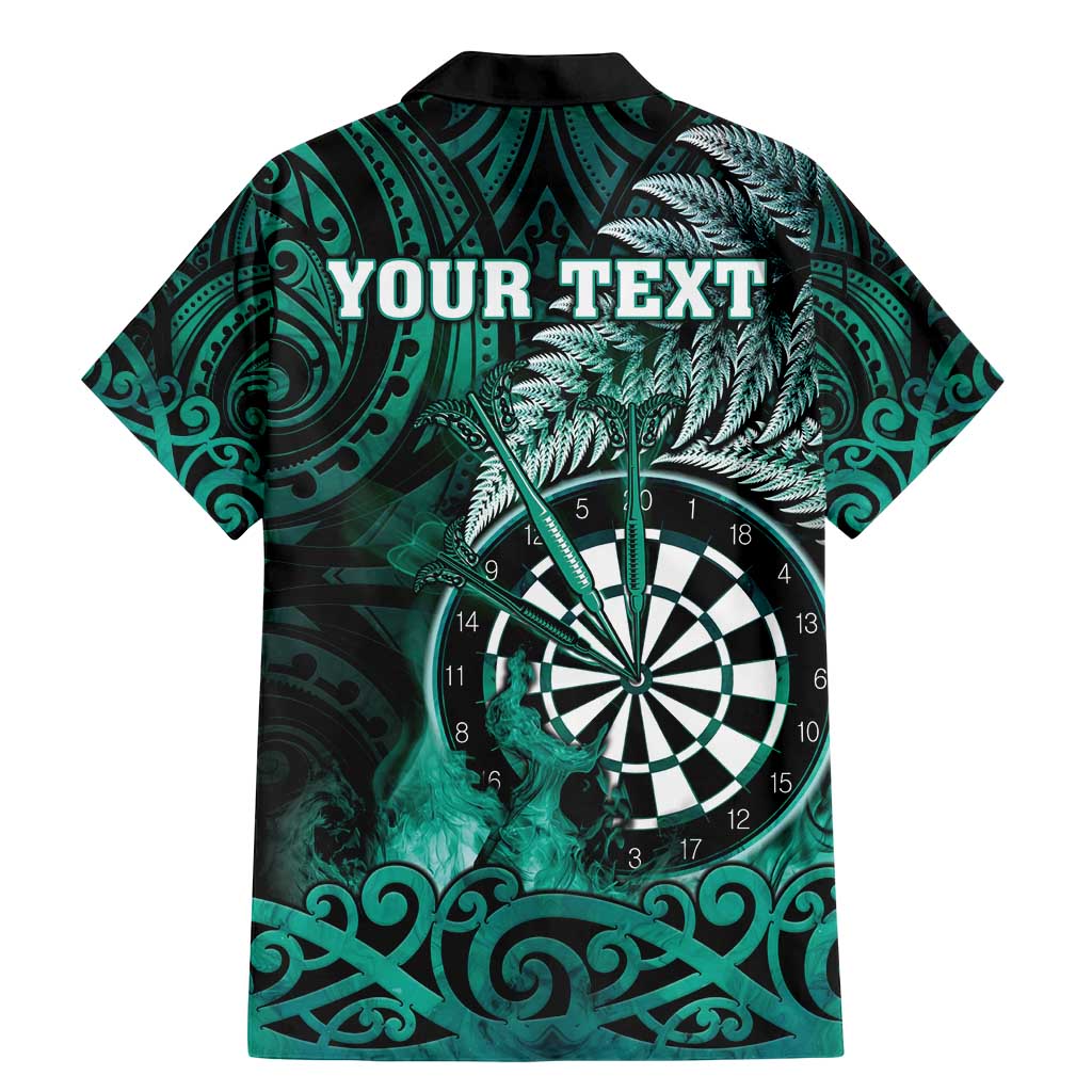 Personalised New Zealand Darts Family Matching Mermaid Dress and Hawaiian Shirt Maori Koru Dartboard Turquoise Flame LT05 - Polynesian Pride