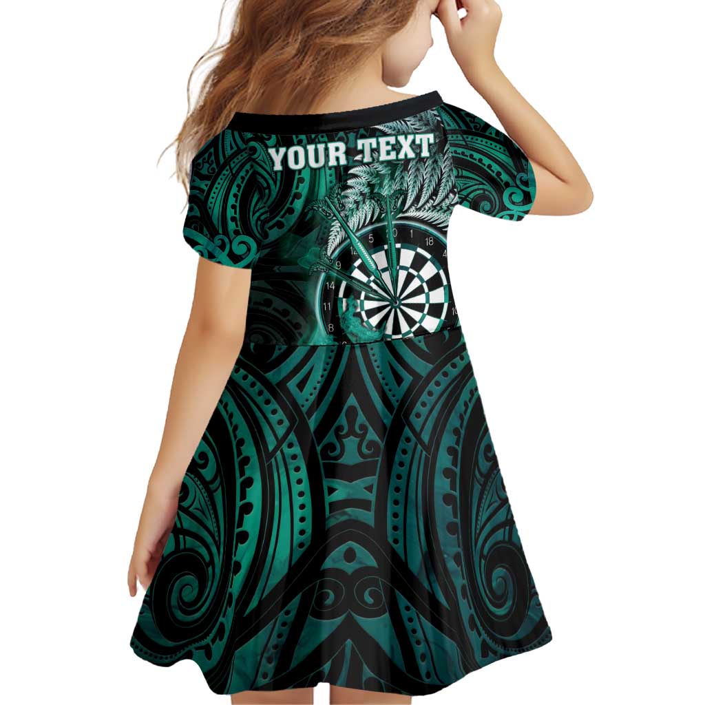 Personalised New Zealand Darts Family Matching Puletasi and Hawaiian Shirt Maori Koru Dartboard Turquoise Flame LT05 - Polynesian Pride