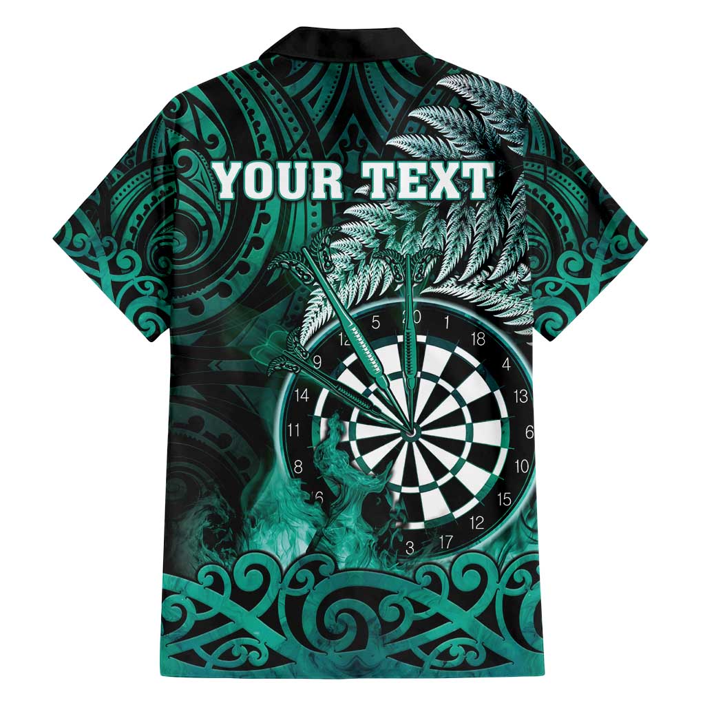 Personalised New Zealand Darts Family Matching Summer Maxi Dress and Hawaiian Shirt Maori Koru Dartboard Turquoise Flame LT05 - Polynesian Pride