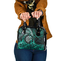 New Zealand Darts Shoulder Handbag Maori Koru Dartboard Turquoise Flame