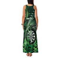 Personalised New Zealand Darts Family Matching Tank Maxi Dress and Hawaiian Shirt Maori Koru Dartboard Green Flame LT05 - Polynesian Pride