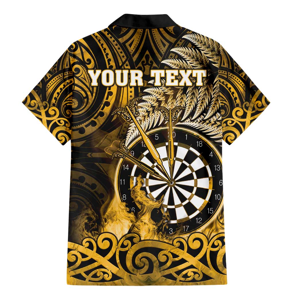 Personalised New Zealand Darts Family Matching Mermaid Dress and Hawaiian Shirt Maori Koru Dartboard Gold Flame LT05 - Polynesian Pride