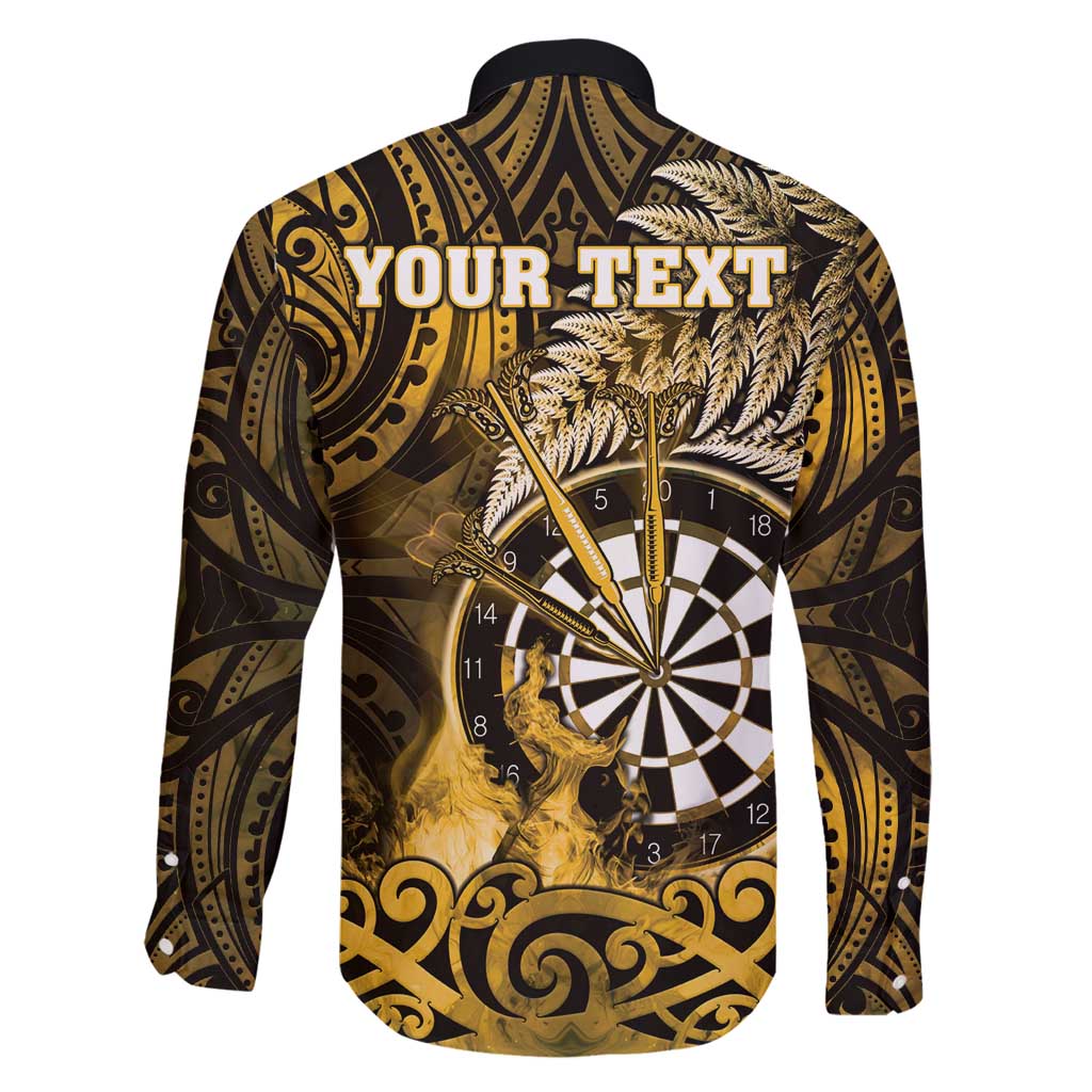 Personalised New Zealand Darts Family Matching Summer Maxi Dress and Hawaiian Shirt Maori Koru Dartboard Gold Flame LT05 - Polynesian Pride