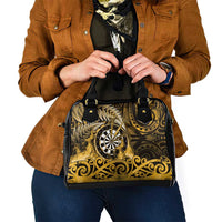 New Zealand Darts Shoulder Handbag Maori Koru Dartboard Gold Flame