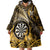 Personalised New Zealand Darts Wearable Blanket Hoodie Maori Koru Dartboard Gold Flame