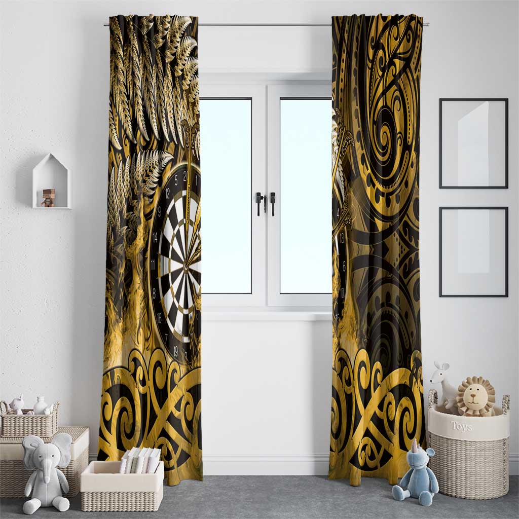 New Zealand Darts Window Curtain Maori Koru Dartboard Gold Flame LT05 - Polynesian Pride